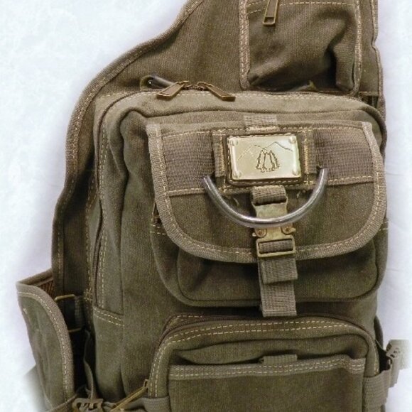 Sling Shoulder Backpack GREY Canvas large Multi Pocket DurableAdjustable